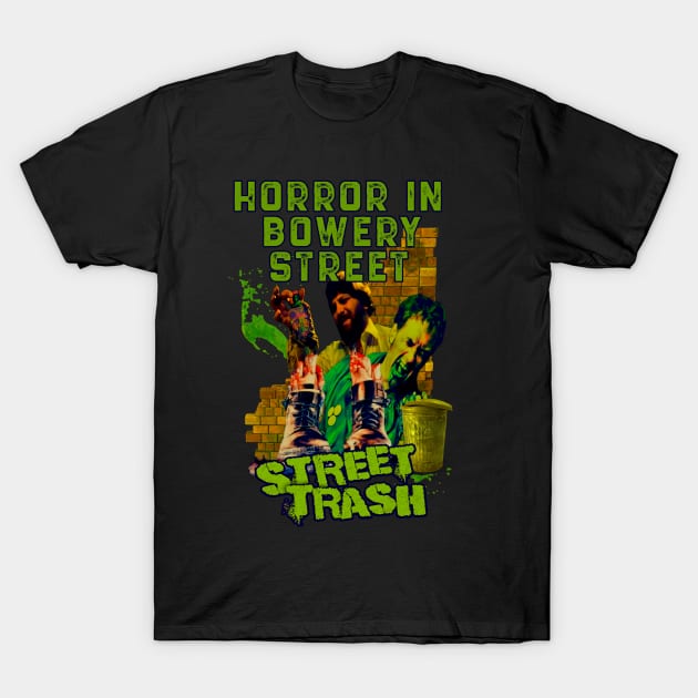 Horror In Bowery Street (Version 3) T-Shirt by The Dark Vestiary